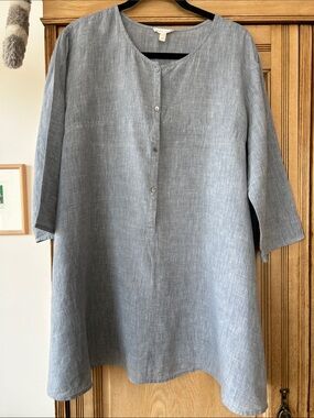 Eileen Fisher Linen Tunic Top Large